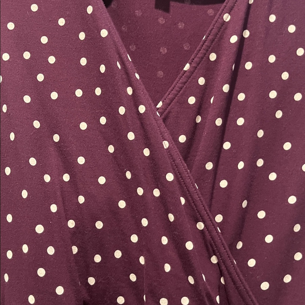 Pact Eggplant Purple Polka Dot Faux-Wrap Dress - Picture 3 of 6